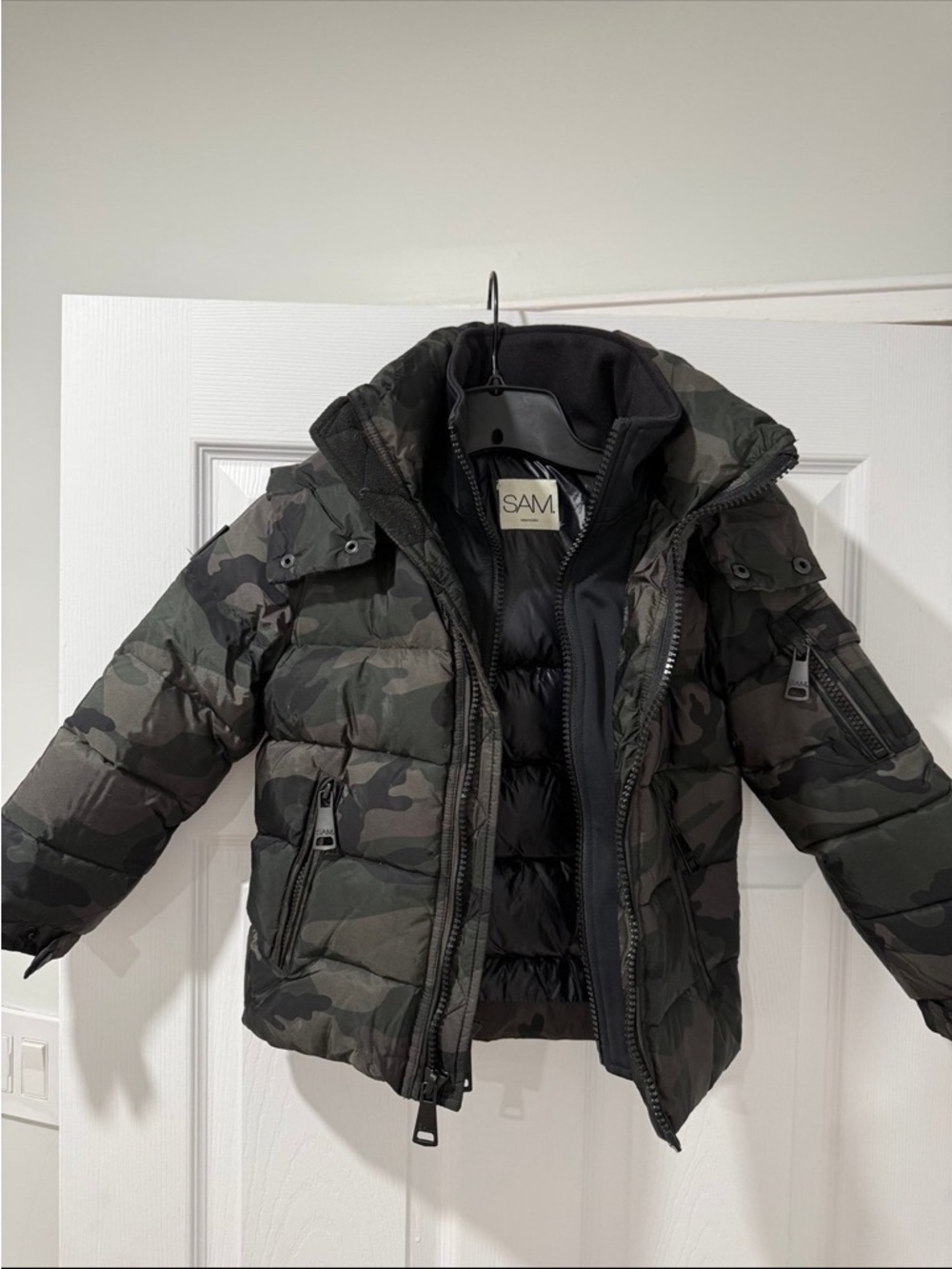 SAM. Kids' Camo Puffer Jacket - Olive & Black